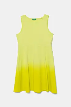 United Colors of Benetton rochie din bumbac pentru copii culoarea verde, mini, evazati, 3NPDCV011 imagine