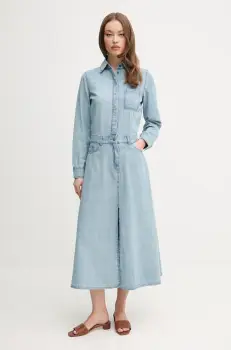 United Colors of Benetton rochie din denim midi, drept, 4RZKDV0B5 imagine