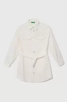 United Colors of Benetton rochie din denim pentru copii culoarea bej, mini, drept imagine