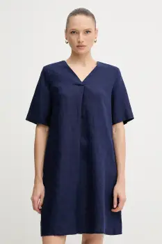 United Colors of Benetton rochie din in culoarea bleumarin, mini, oversize, 4AGHDV0B0 imagine