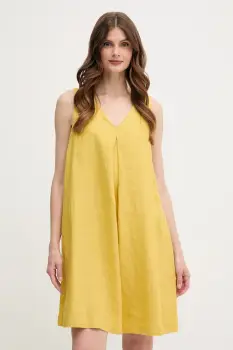 United Colors of Benetton rochie din in culoarea galben, mini, evazati, 4AGHDV0AX imagine