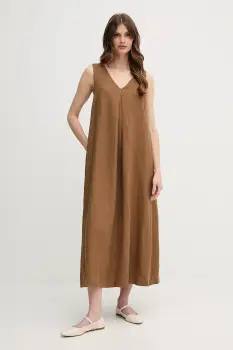 United Colors of Benetton rochie din in culoarea maro, mini, evazati, 4AGHDV0AX imagine