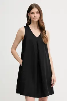 United Colors of Benetton rochie din in culoarea negru, mini, evazati, 4AGHDV0AX imagine