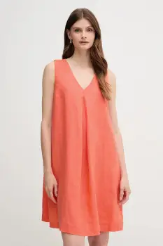 United Colors of Benetton rochie din in culoarea portocaliu, mini, evazati, 4AGHDV0AX imagine