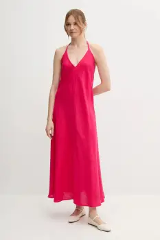 United Colors of Benetton rochie din in culoarea roz, maxi, evazati, 4AGHDV0BF imagine