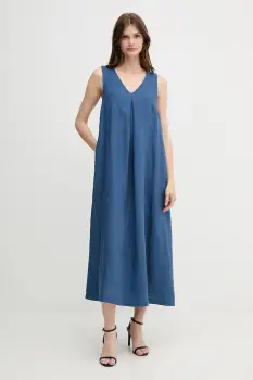 United Colors of Benetton rochie din in culoarea roz, maxi, evazati imagine