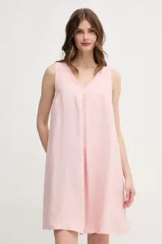 United Colors of Benetton rochie din in culoarea roz, mini, evazati, 4AGHDV0AX imagine