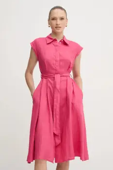 United Colors of Benetton rochie din in culoarea roz, mini, evazati, 4AGHDV0B1 imagine