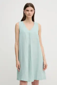 United Colors of Benetton rochie din in culoarea turcoaz, mini, evazati, 4AGHDV0AX imagine