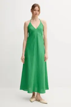 United Colors of Benetton rochie din in culoarea verde, maxi, evazati, 4AGHDV0BF imagine