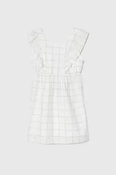 United Colors of Benetton rochie din in pentru copii culoarea alb, mini, evazati imagine