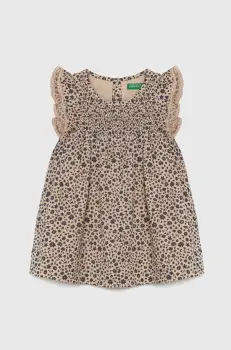United Colors of Benetton rochie fete culoarea bej, mini, evazati imagine
