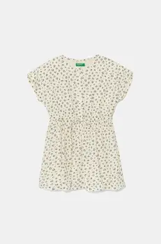 United Colors of Benetton rochie fete culoarea bej, mini, evazati, 4KEUGV02D imagine