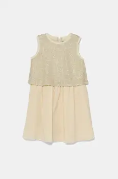 United Colors of Benetton rochie fete culoarea bej, mini, evazati, 4PUECV03D imagine