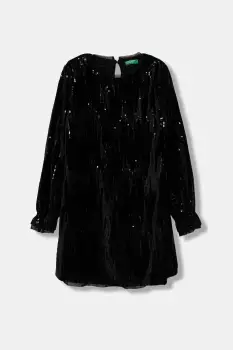 United Colors of Benetton rochie fete culoarea negru, mini, evazati, 4OZGCV03P imagine