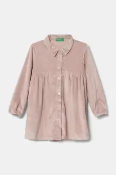United Colors of Benetton rochie fete culoarea roz, midi, evazati, 37JBGV00X imagine