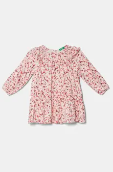 United Colors of Benetton rochie fete culoarea roz, mini, evazata, 4WUAGV01U imagine