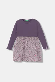 United Colors of Benetton rochie fete culoarea violet, mini, evazati, 434ZGV02I imagine