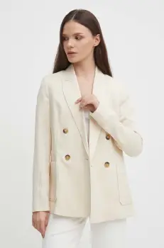 United Colors of Benetton sacou culoarea bej, cu doua randuri de nasturi, neted imagine