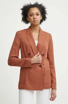 United Colors of Benetton sacou culoarea maro, cu doua randuri de nasturi, neted imagine