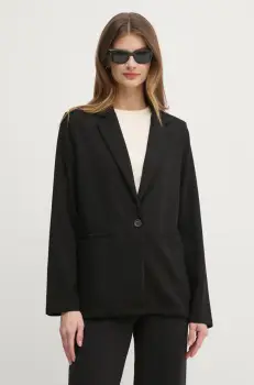 United Colors of Benetton sacou culoarea negru, un singur rand de nasturi, neted, 28Y6DW02U imagine