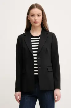 United Colors of Benetton sacou culoarea negru, un singur rand de nasturi, uni, 2R4CDW02W imagine