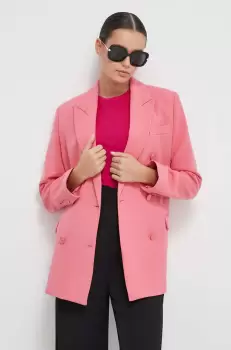 United Colors of Benetton sacou culoarea roz, cu doua randuri de nasturi, neted imagine