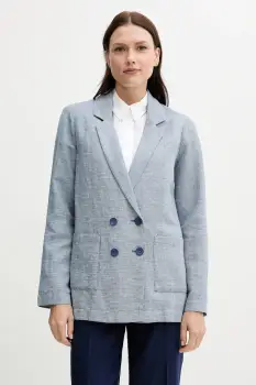 United Colors of Benetton sacou de in cu doua randuri de nasturi, cu imprimeu, 265XDW035 imagine