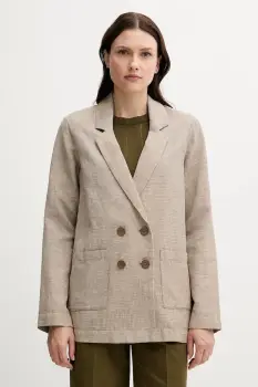 United Colors of Benetton sacou de in culoarea bej, cu doua randuri de nasturi, cu imprimeu, 265XDW035 imagine