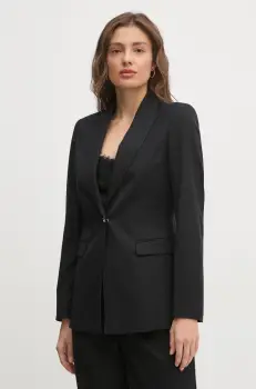 United Colors of Benetton sacou din lana culoarea negru, un singur rand de nasturi, uni, 27UPDW02L imagine