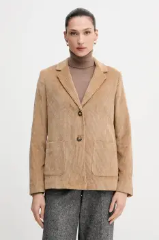 United Colors of Benetton sacou din velur culoarea maro, un singur rand de nasturi, uni, 2Q5GDW03I imagine