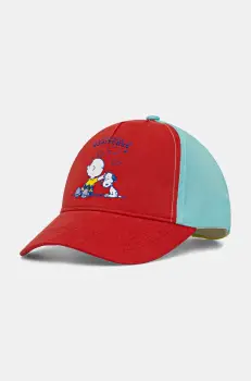 United Colors of Benetton sapca din bumbac pentru copii culoarea rosu, cu imprimeu, 6LDDGA01B imagine