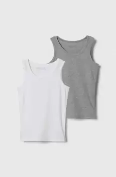 United Colors of Benetton tricou copii 2-pack culoarea gri, neted imagine