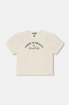 United Colors of Benetton tricou copii culoarea bej, 3I1XC10K4 imagine