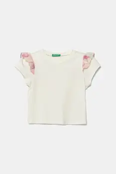 United Colors of Benetton tricou copii culoarea bej, 3P4ZG10IV imagine