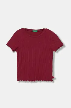 United Colors of Benetton tricou copii culoarea bordo, 3F1AC10N4 imagine