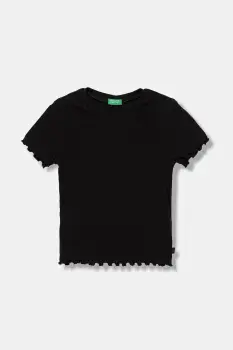 United Colors of Benetton tricou copii culoarea negru, 3F1AC10N4 imagine