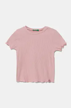 United Colors of Benetton tricou copii culoarea roz, 3F1AG10HZ imagine