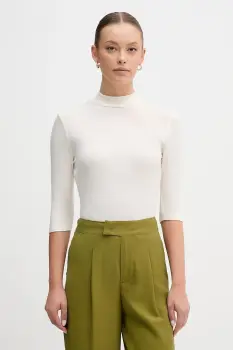 United Colors of Benetton tricou culoarea bej, cu turtleneck, 36K8D201B imagine