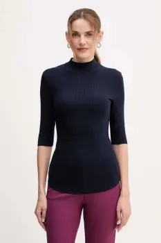 United Colors of Benetton tricou culoarea bleumarin, cu turtleneck, 36K8D201B imagine