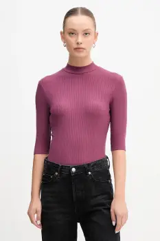 United Colors of Benetton tricou culoarea violet, cu turtleneck, 36K8D201B imagine