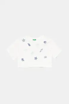 United Colors of Benetton tricou de bumbac pentru copii culoarea alb, 3096C10PC imagine