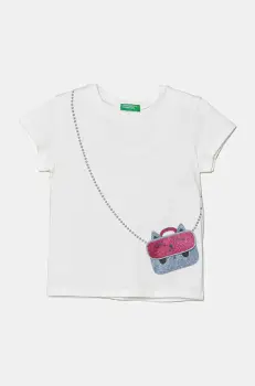United Colors of Benetton tricou de bumbac pentru copii culoarea alb, 3096G10J8 imagine