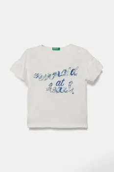 United Colors of Benetton tricou de bumbac pentru copii culoarea alb, 38V4G10JI imagine