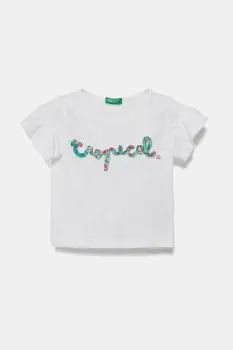 United Colors of Benetton tricou de bumbac pentru copii culoarea alb, 38V4G10JI imagine