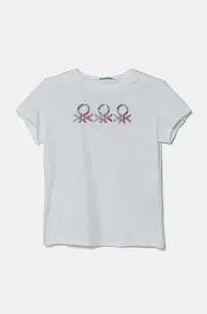 United Colors of Benetton tricou de bumbac pentru copii culoarea alb, 3I1XC10MZ imagine