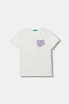 United Colors of Benetton tricou de bumbac pentru copii culoarea alb, 3I1XC10Q1 imagine