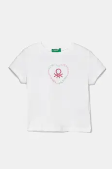 United Colors of Benetton tricou de bumbac pentru copii culoarea alb, 3I1XG10HU imagine