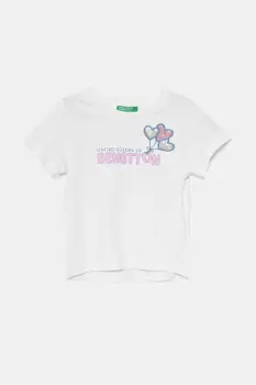 United Colors of Benetton tricou de bumbac pentru copii culoarea alb, 3I1XG10JB imagine