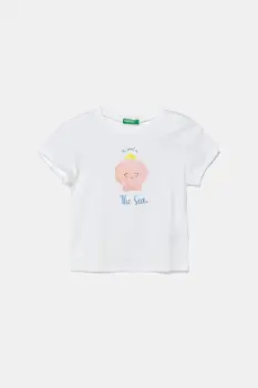 United Colors of Benetton tricou de bumbac pentru copii culoarea alb, 3I1XG10JJ imagine